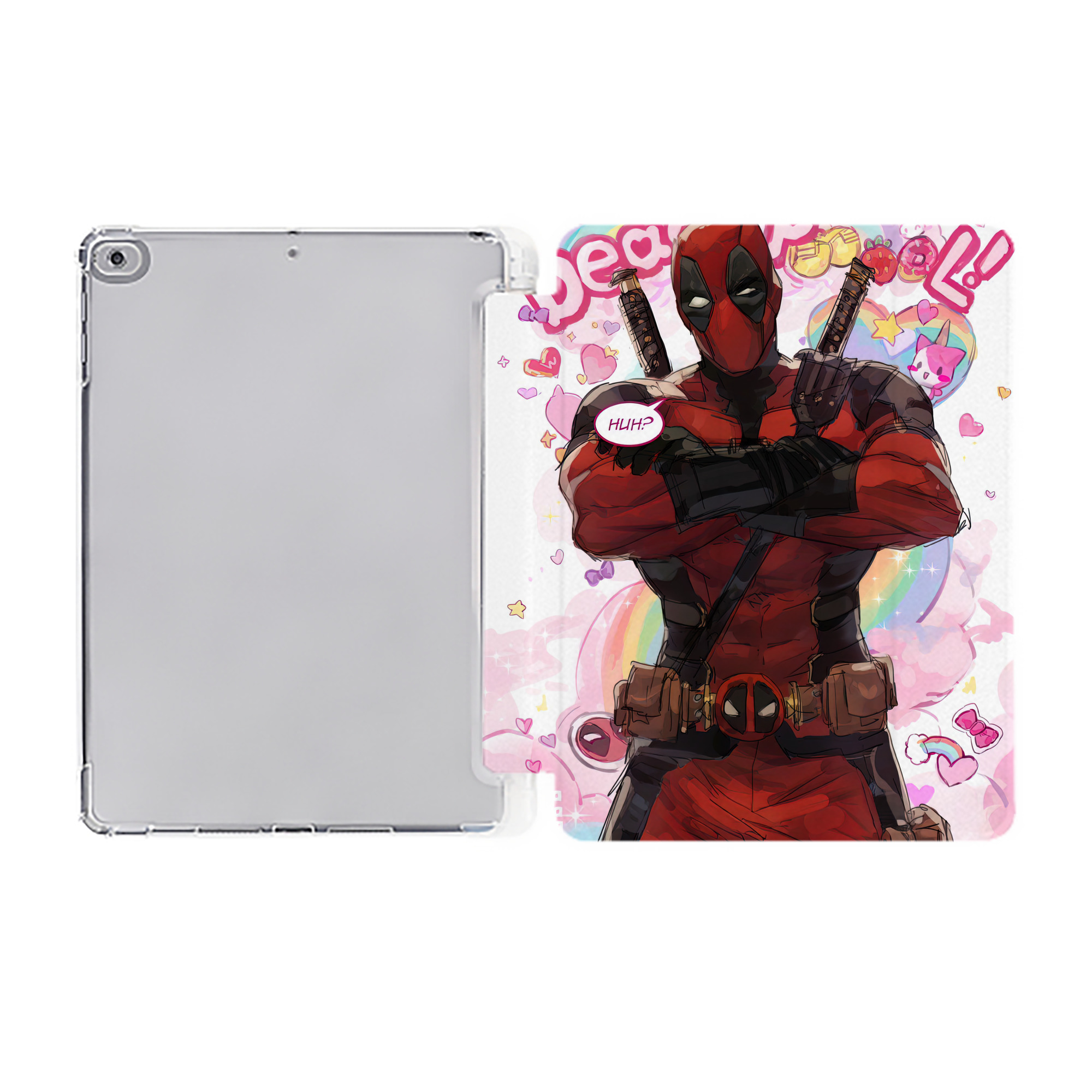 （画像用） Deadpool デッドプール IPad ケース ペン収納付き 三つ折りスタンド PUレザー×シリコン 対応機種9.5/10.5/10.9インチ